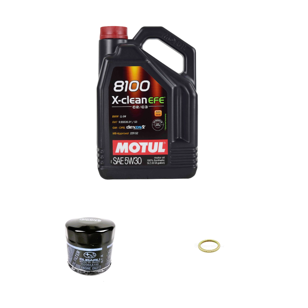 Motul 8100 5W30 X-CLEAN EFE Oil Change Kit - 02-14 WRX, 04-21 STI, 04-13 FXT, 05-09 LGT/OBXT