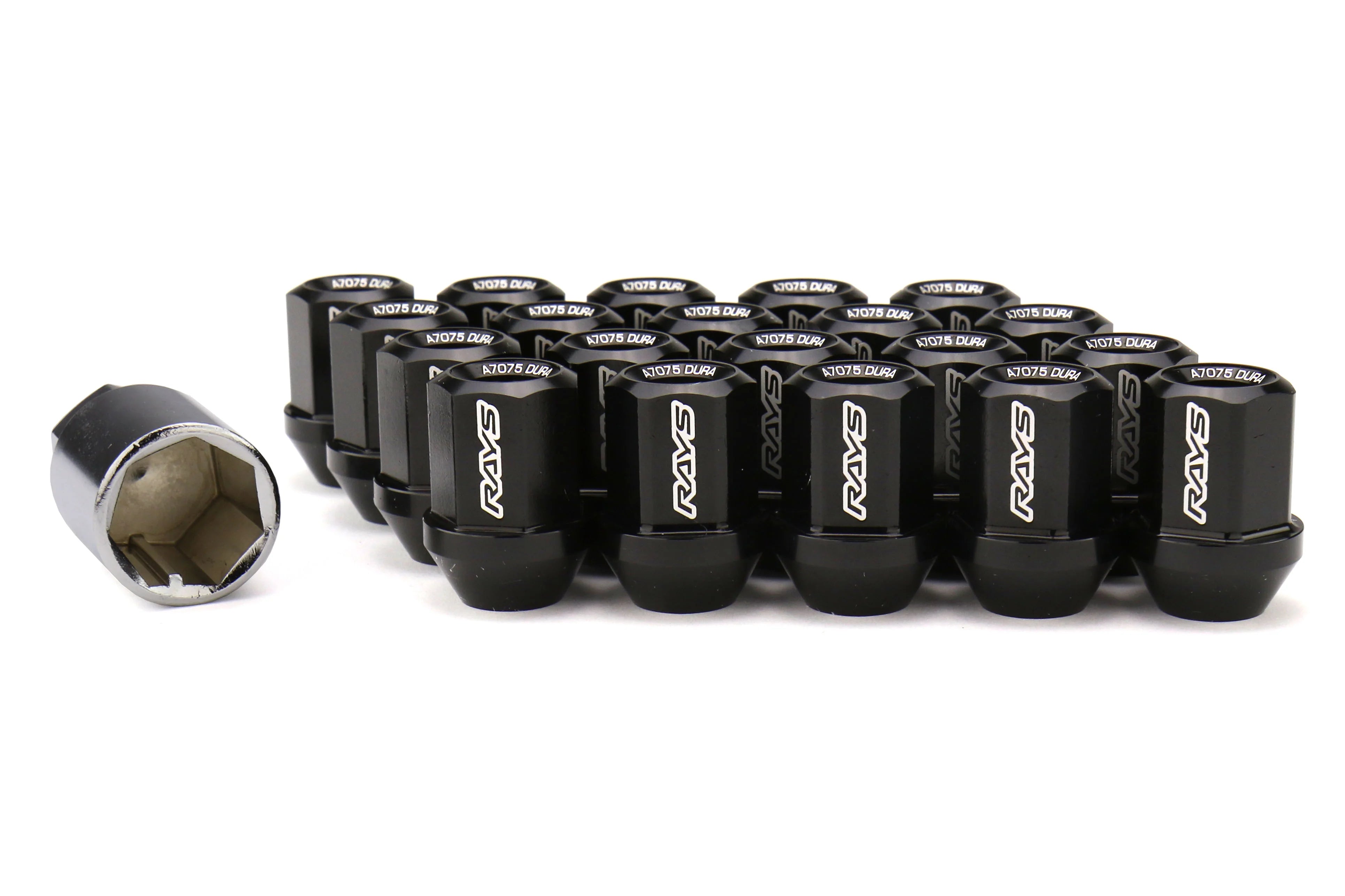 Rays Dura-Nut L32 Straight Type 12x1.25 Lug Nut Set 16 Lug 4 Lock Set - Black