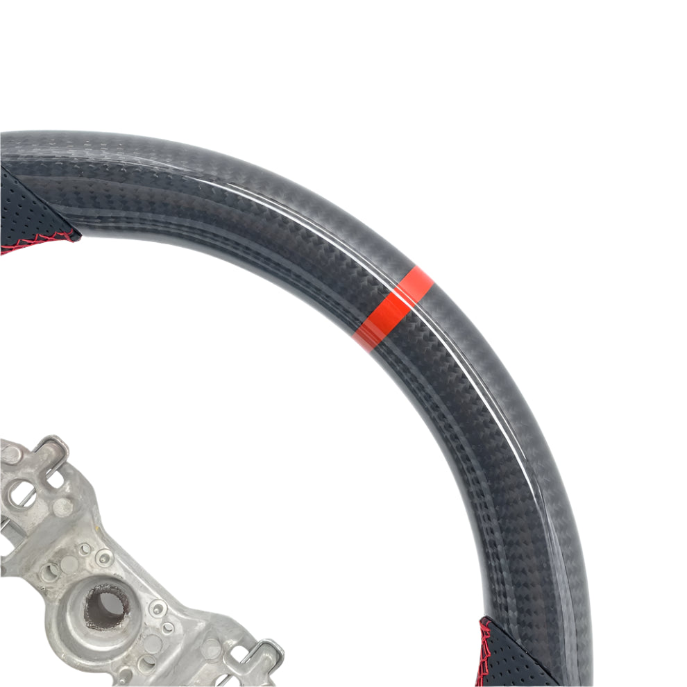 SSC BLACK LEATHER/CARBON FIBER STEERING WHEEL WITH RED STITCHING - 17-21 BRZ, 2022+ BRZ