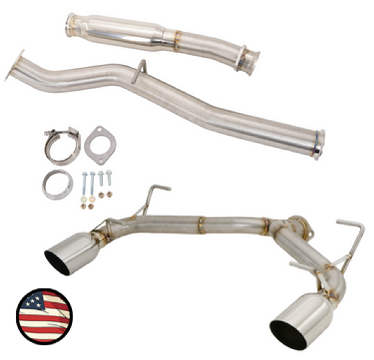 Nameless Catback Exhaust - 3" Primary Diameter - Muffler Delete - 4" Single Wall Tips - 2022+ Subaru BRZ / Toyota GR86