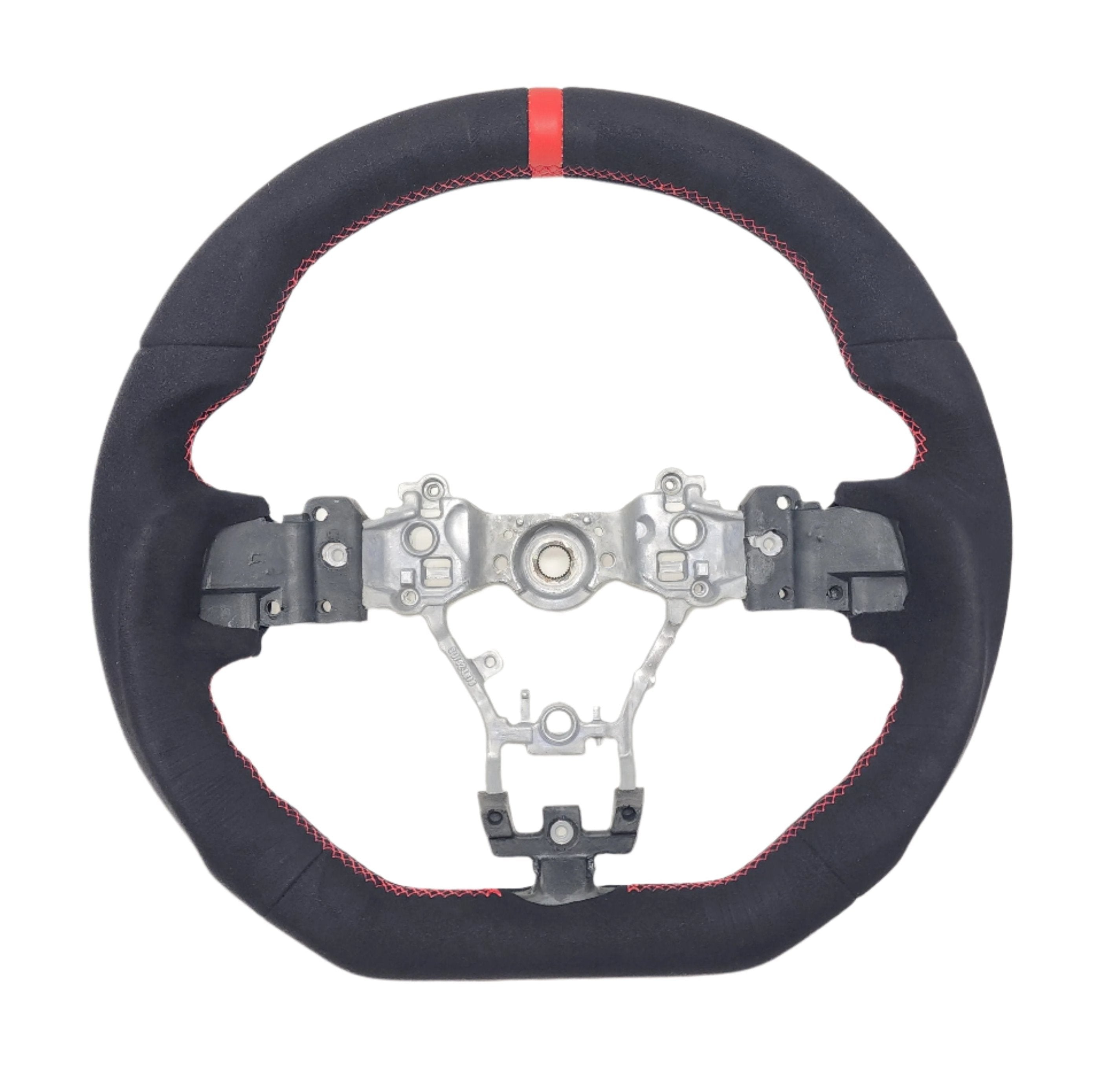SSC FULL BLACK ALCANTARA STEERING WHEEL WITH RED STITCHING - 2015-2021 WRX/STI