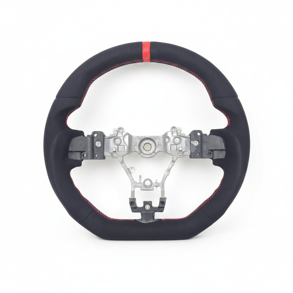 SSC FULL BLACK ALCANTARA STEERING WHEEL WITH RED STITCHING - 2015-2021 WRX/STI