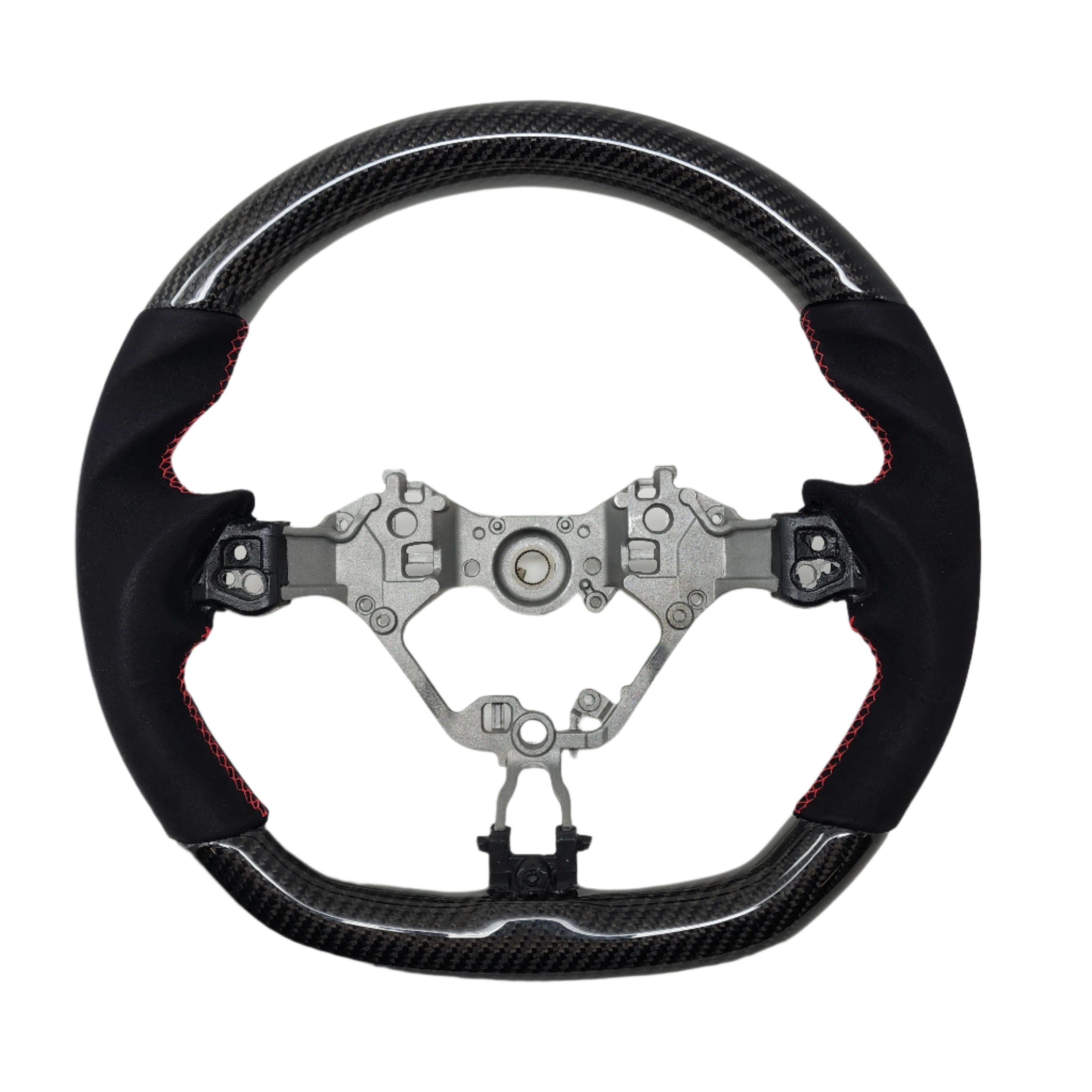 SSC BLACK ALCANTARA/CARBON FIBER STEERING WHEEL WITH RED STITCHING - 17-21 BRZ, 2022+ BRZ