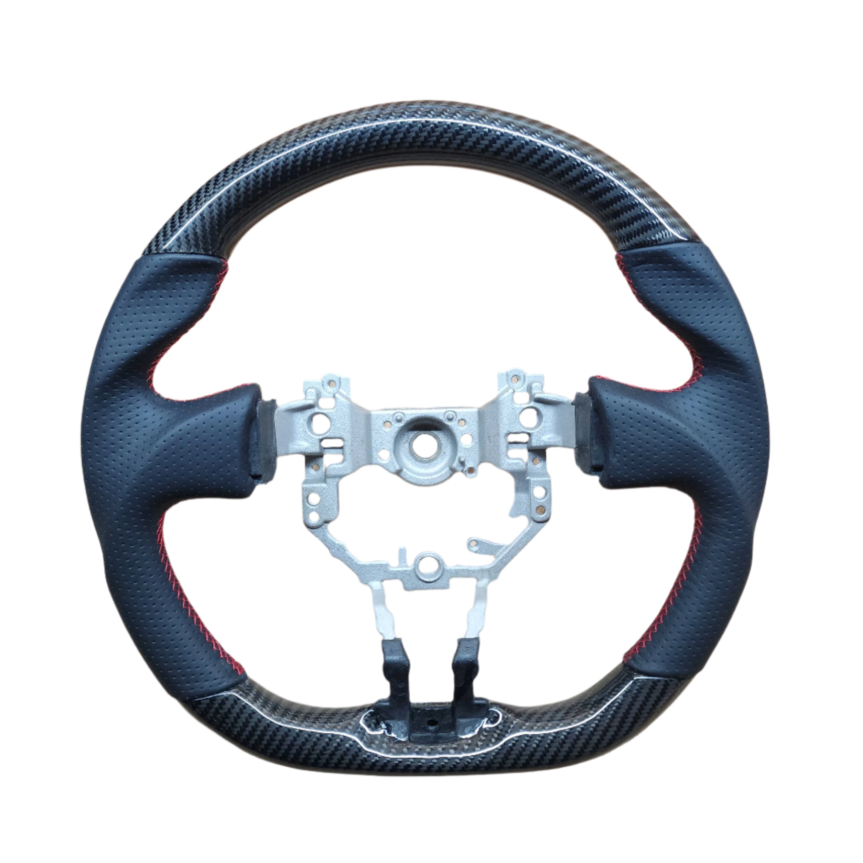 SSC BLACK LEATHER/CARBON FIBER STEERING WHEEL WITH RED STITCHING - 13-16 BRZ