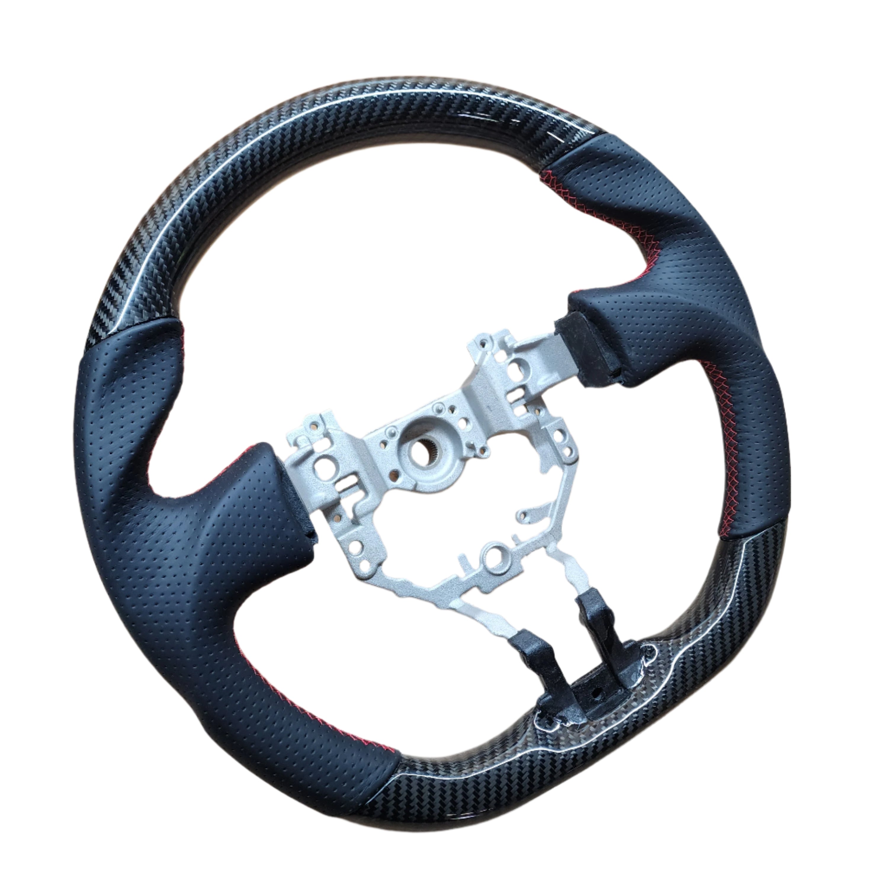 SSC BLACK LEATHER/CARBON FIBER STEERING WHEEL WITH RED STITCHING - 13-16 BRZ