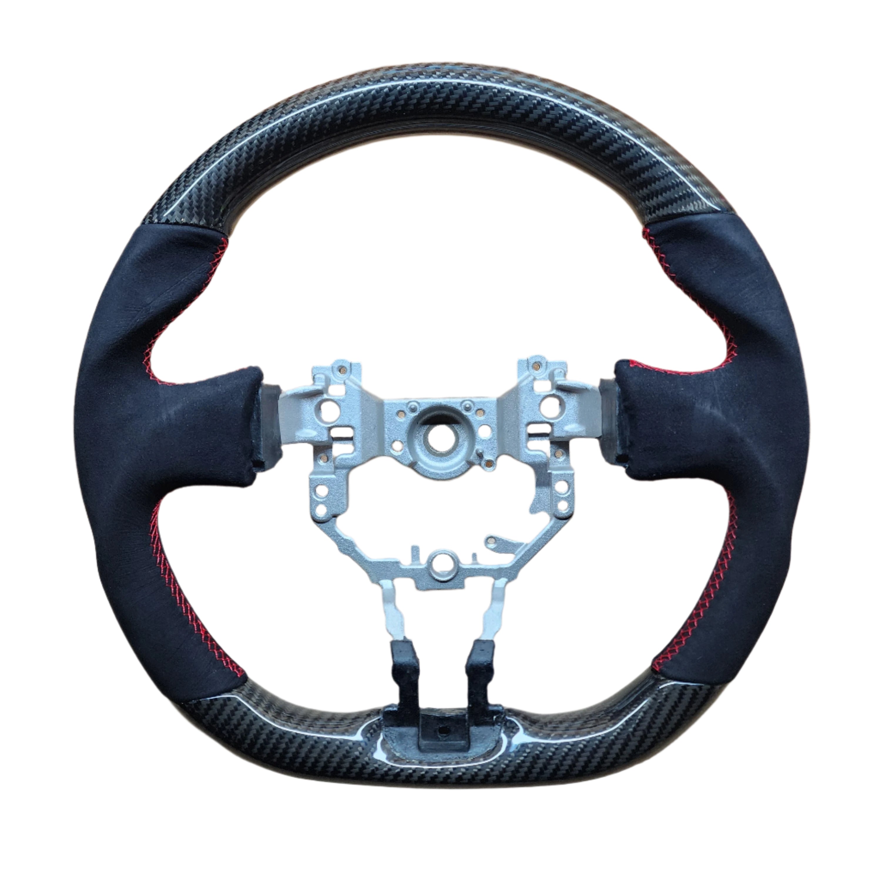 SSC BLACK ALCANTARA/CARBON FIBER STEERING WHEEL WITH RED STITCHING - 13-16 BRZ