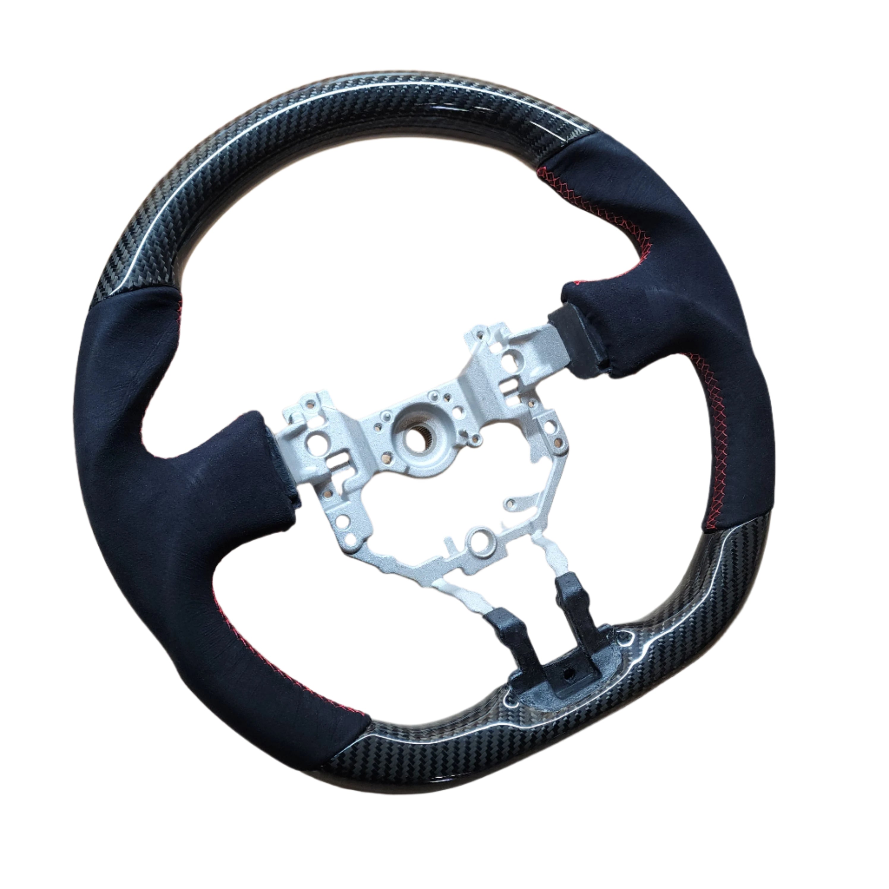 SSC BLACK ALCANTARA/CARBON FIBER STEERING WHEEL WITH RED STITCHING - 13-16 BRZ