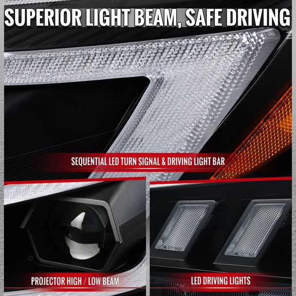 Spec-D Projector Headlights Sequential LED Switchback DRL - 15-21 WRX/STI w/ Halogen Headlight