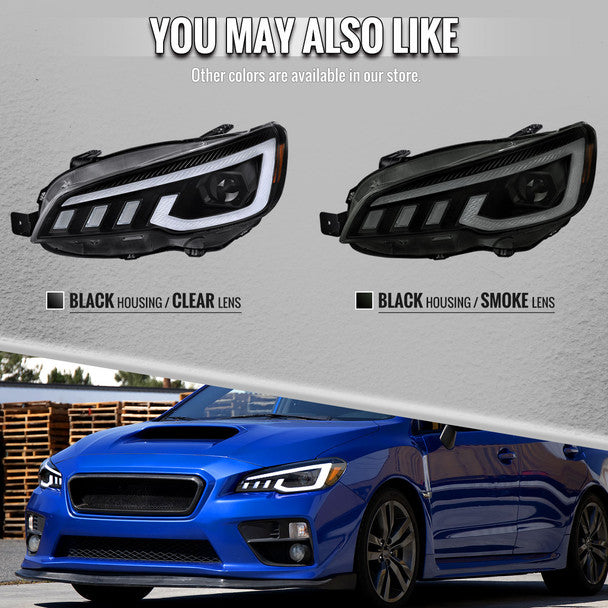 Spec-D Projector Headlights Sequential LED Switchback DRL - 15-21 WRX/STI w/ Halogen Headlight
