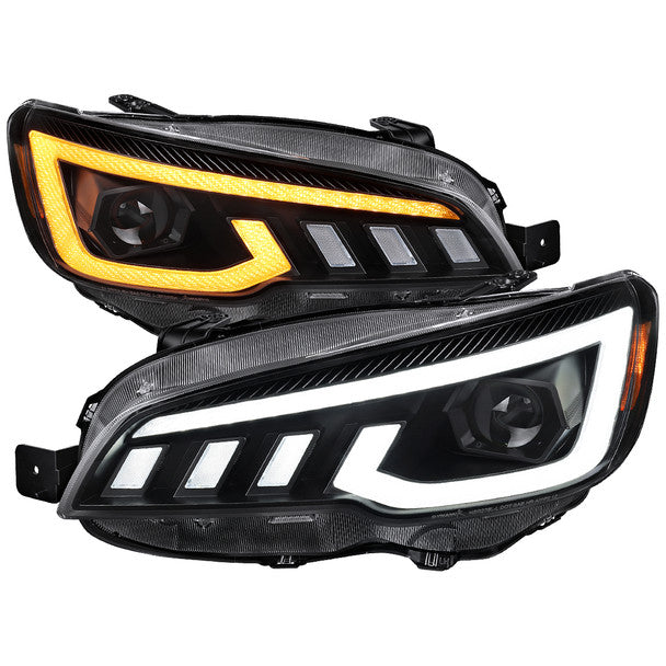 Spec-D Projector Headlights Sequential LED Switchback DRL - 15-21 WRX/STI w/ Halogen Headlight