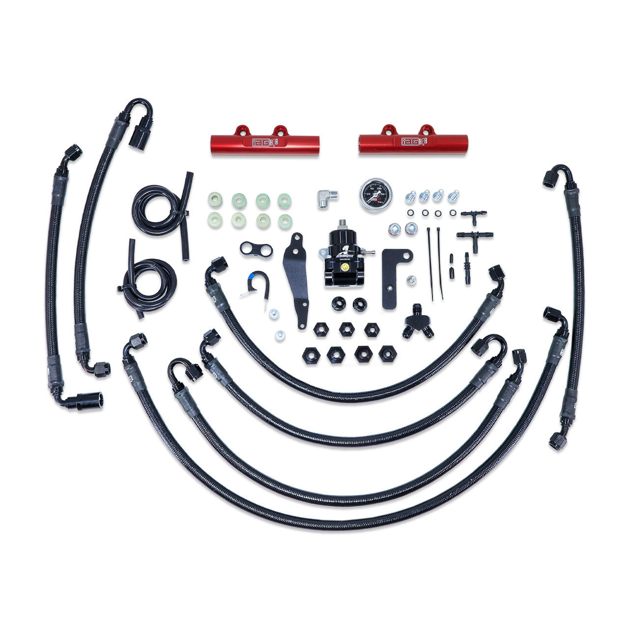 IAG PTFE Flex Fuel System Kit w/ Aeromotive FPR, IAG Fuel Rails- 08-14 WRX, 08-21 STI
