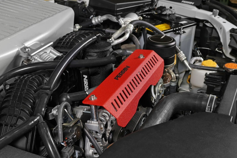 Perrin Pulley Cover Red - 2022+ WRX, 2015-2025 Impreza, 2018-2025 Crosstrek, 2020-2025 Legacy Non Turbo, 2020-2025 Outback Non Turbo