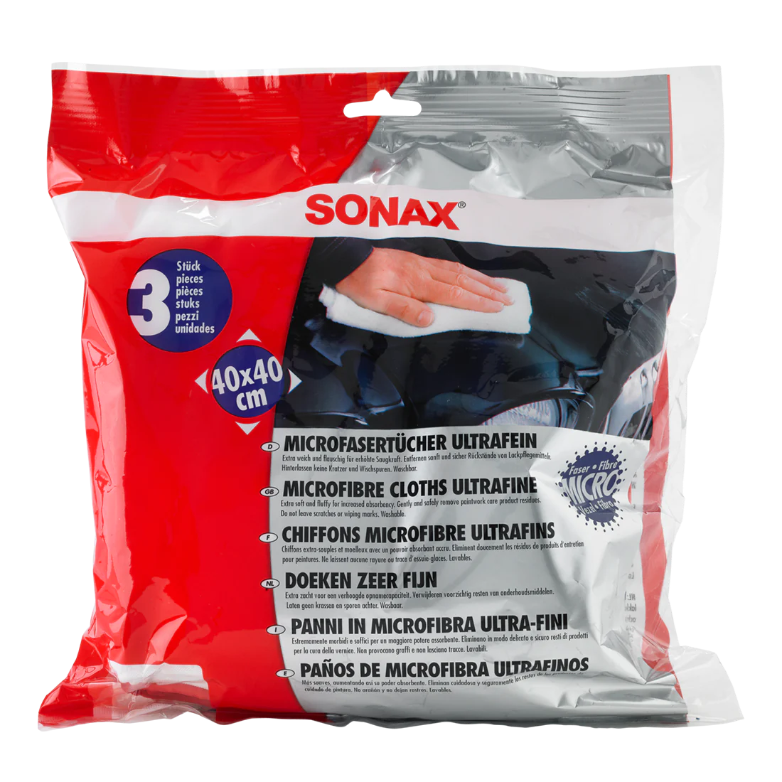 SONAX Microfibre Towel Ultrafine (3 pack, tri-colour)