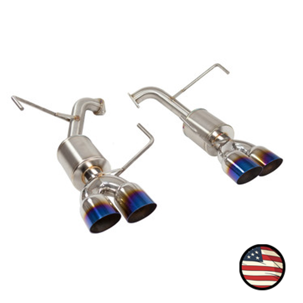 Nameless Axleback Exhaust - 5" Muffler - 3.5" Single Wall Neochrome Tips - 2015-2021 WRX, 2015-2021 STi