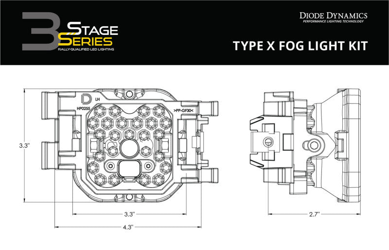 Diode Dynamics SS3 Sport Type X LED Fog Light Kit - Yellow with Amber Backlight - 2011-2014 WRX, 2011-2014 STI, 2008-2009 Legacy