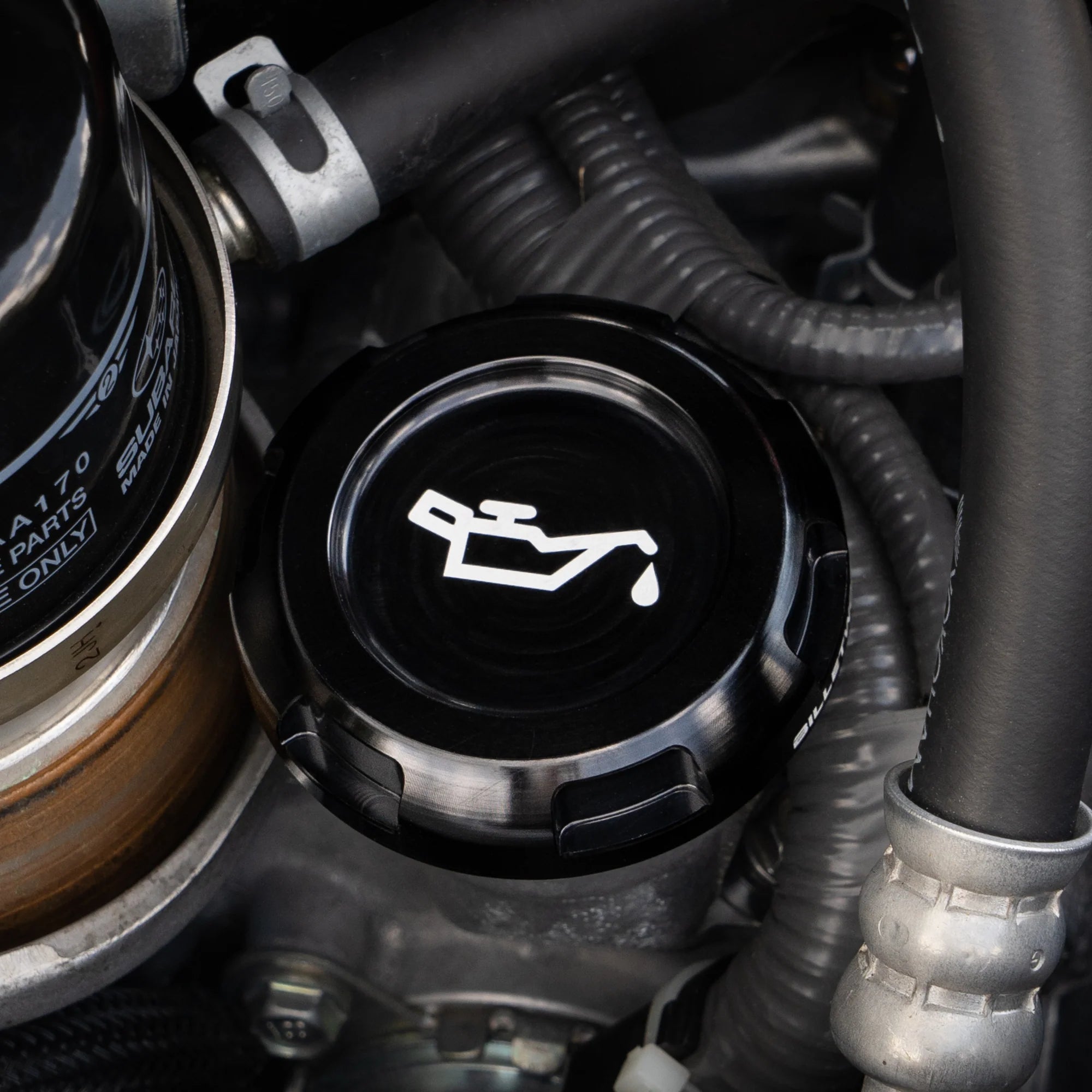 BILLETWORKZ ENGINE BAY CAPS - ZERO SERIES - FLUID ENGRAVING - 2008-14 WRX/STI