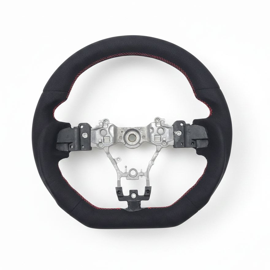 SSC FULL BLACK ALCANTARA STEERING WHEEL WITH RED STITCHING - 2015-2021 WRX/STI
