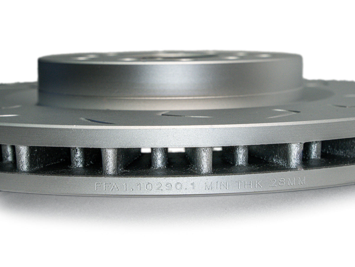 FactionFab V2 Slotted Front Brake Rotor - Single - 2004-2017 STI, BRZ / 86 w/ Brembo