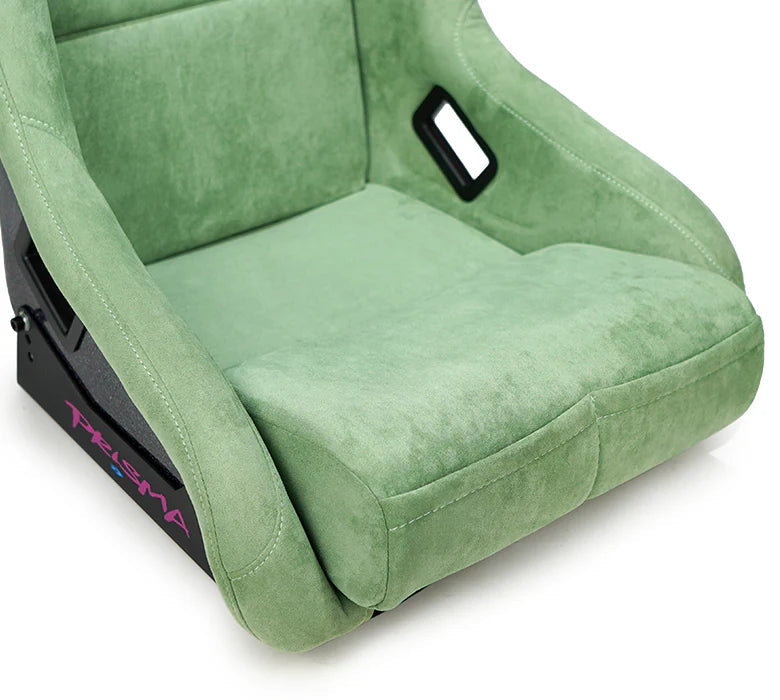 NRG FRP Bucket Seat PRISMA Edition w/ Pearlized Back/All Olive Alcantara - MEDIUM