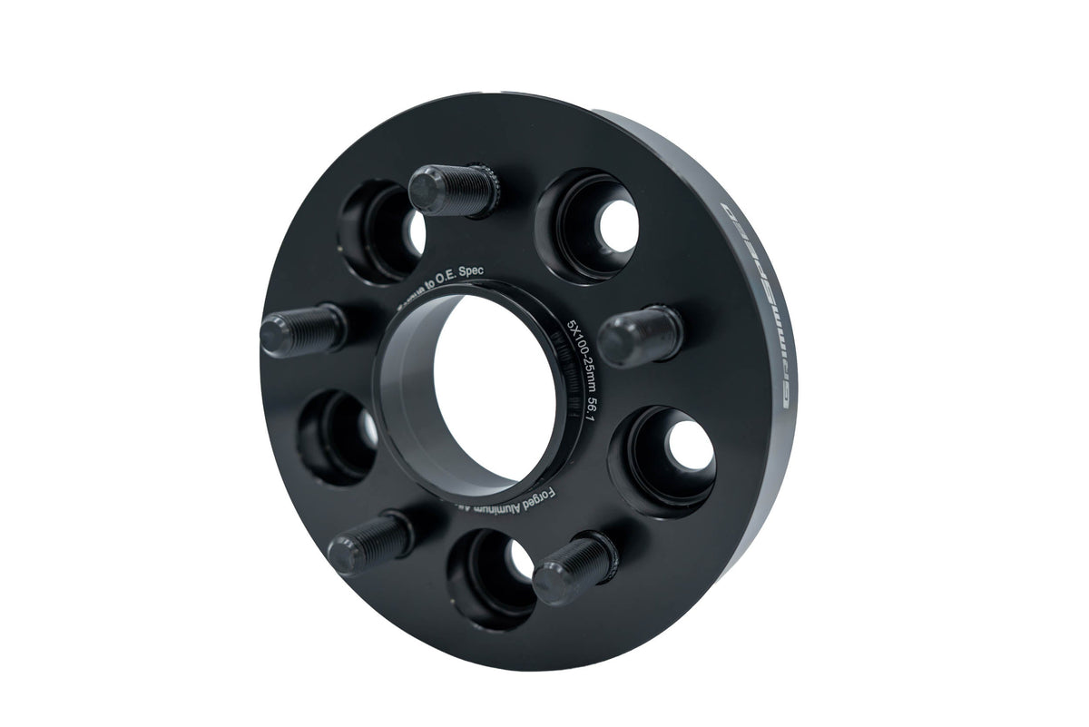 GrimmSpeed Hub-Centric Wheel Spacers - Pair - 25mm 5x100 Black - 2002-2014 WRX, 2004 STI - 1