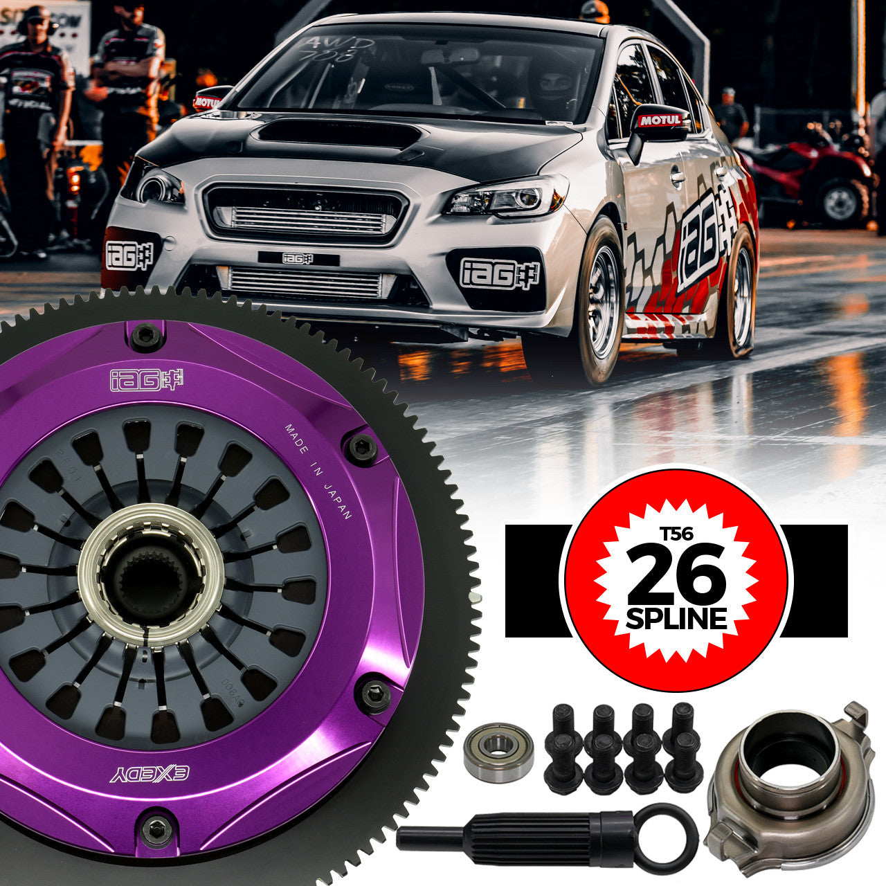 IAG Spec Exedy Triple Disc Clutch Kit - STI 6-Speed w/ T56 Input Shaft - 26 Spline
