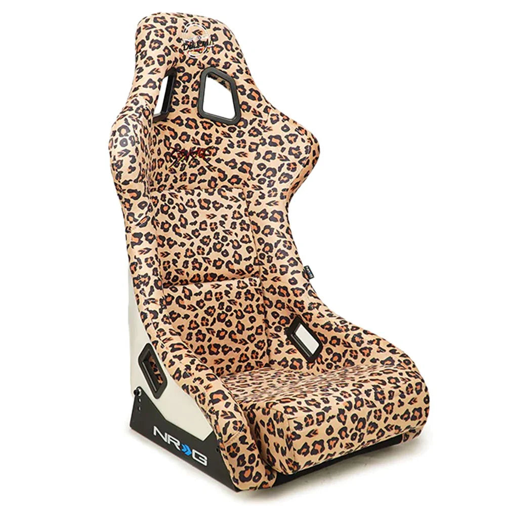 NRG FRP Bucket Seat PRISMA SAVAGE Edition White Pearlized Back Cheetah