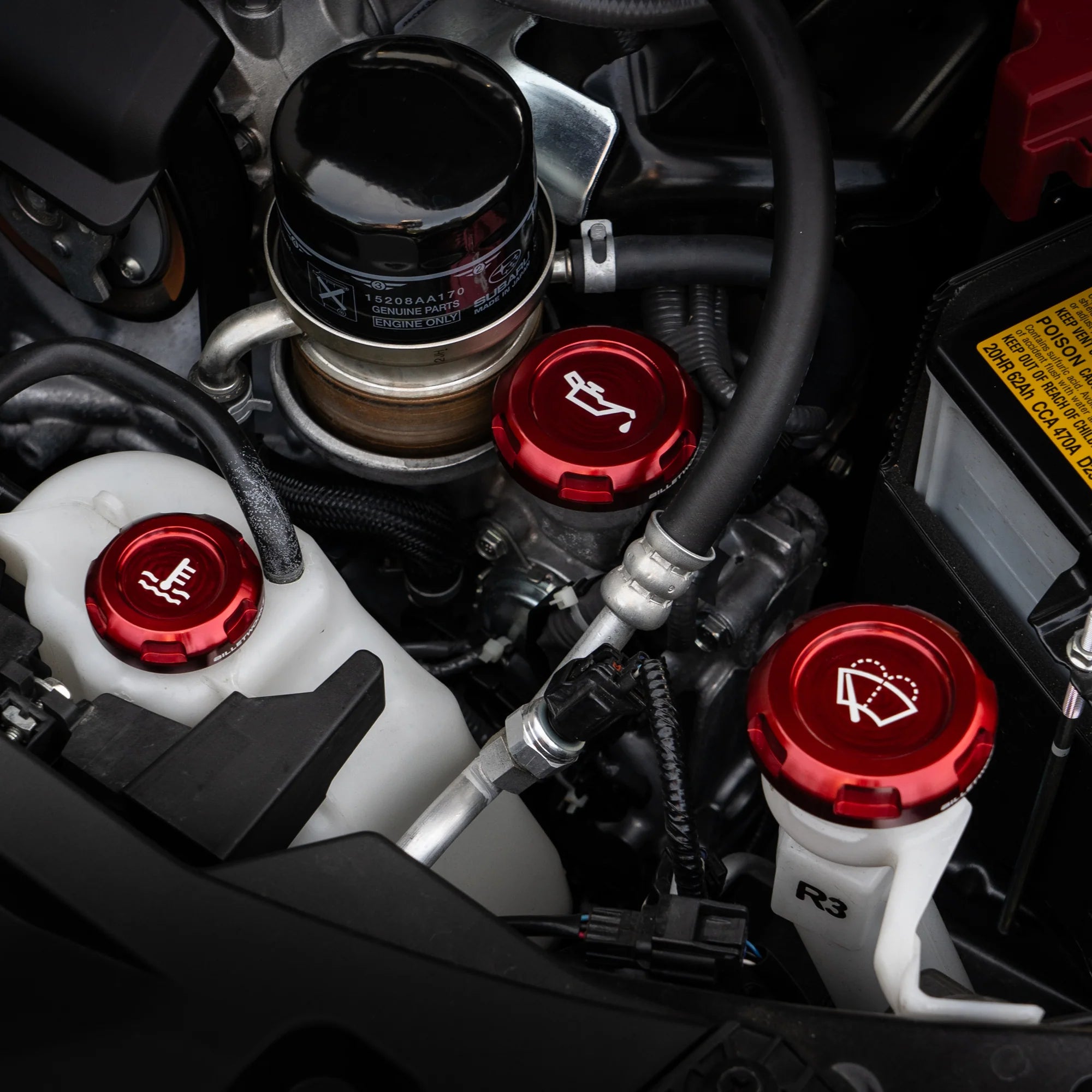 BILLETWORKZ ENGINE BAY CAPS - ZERO SERIES - FLUID ENGRAVING - 13-21 BRZ, 2022+ BRZ