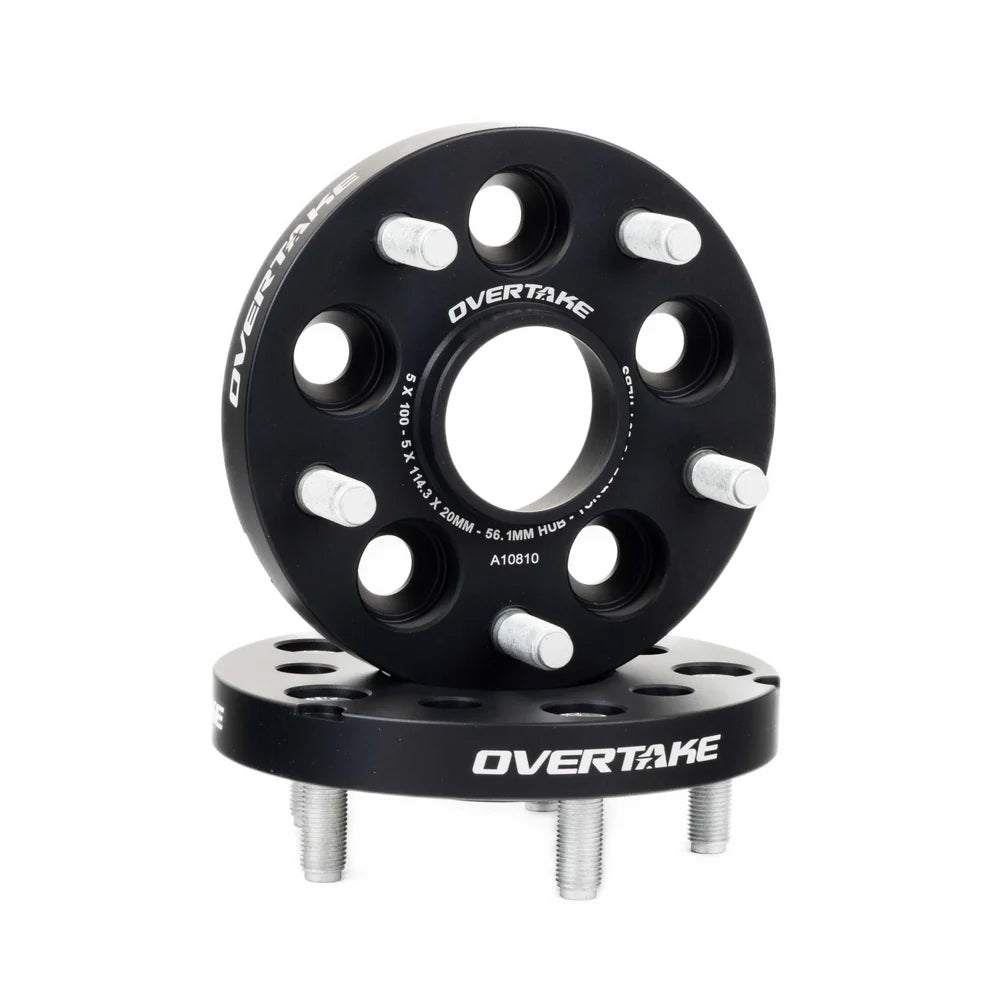 OVERTAKE Wheel Spacer Adapters - Pair - 20mm 5x100 to 5x114.3 - Subaru 2002-2014 WRX, 2004 STI, 2013-2026 BRZ/GR86, and more