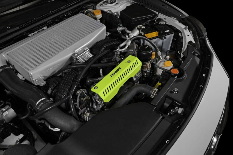 Perrin Pulley Cover Neon Yellow - 2022+ WRX, 2015-2025 Impreza, 2018-2025 Crosstrek, 2020-2025 Legacy Non Turbo, 2020-2025 Outback Non Turbo