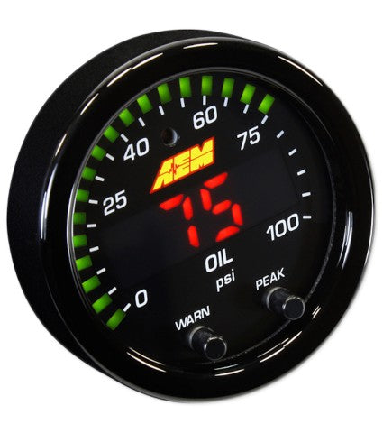 AEM X-Series Oil Pressure Gauge Kit - 0-100psi - UNIVERSAL