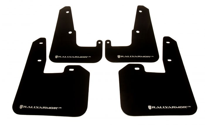 RALLY ARMOR UR MUD FLAPS - BLACK/SILVER LOGO - 11-14 WRX HATCHBACK, 08-14 STI HATCHBACK