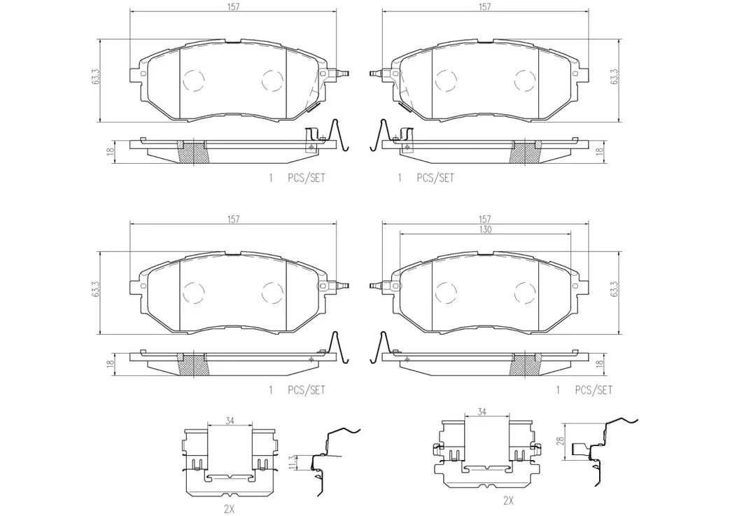 Brembo Ceramic Front Brake Pads - 2015-2021 WRX w/ Steel Caliper