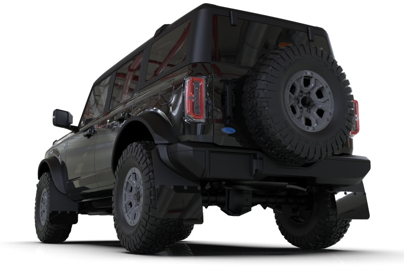 Rally armor NO-PL App Black Mud Flap Metallic Black Logo - 2021-24 Ford Bronco