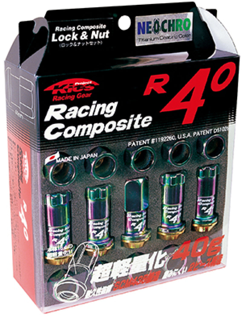 Project Kics 12x1.25 R40 Lug Nuts - Neo Chrome - 20 - w/ locks