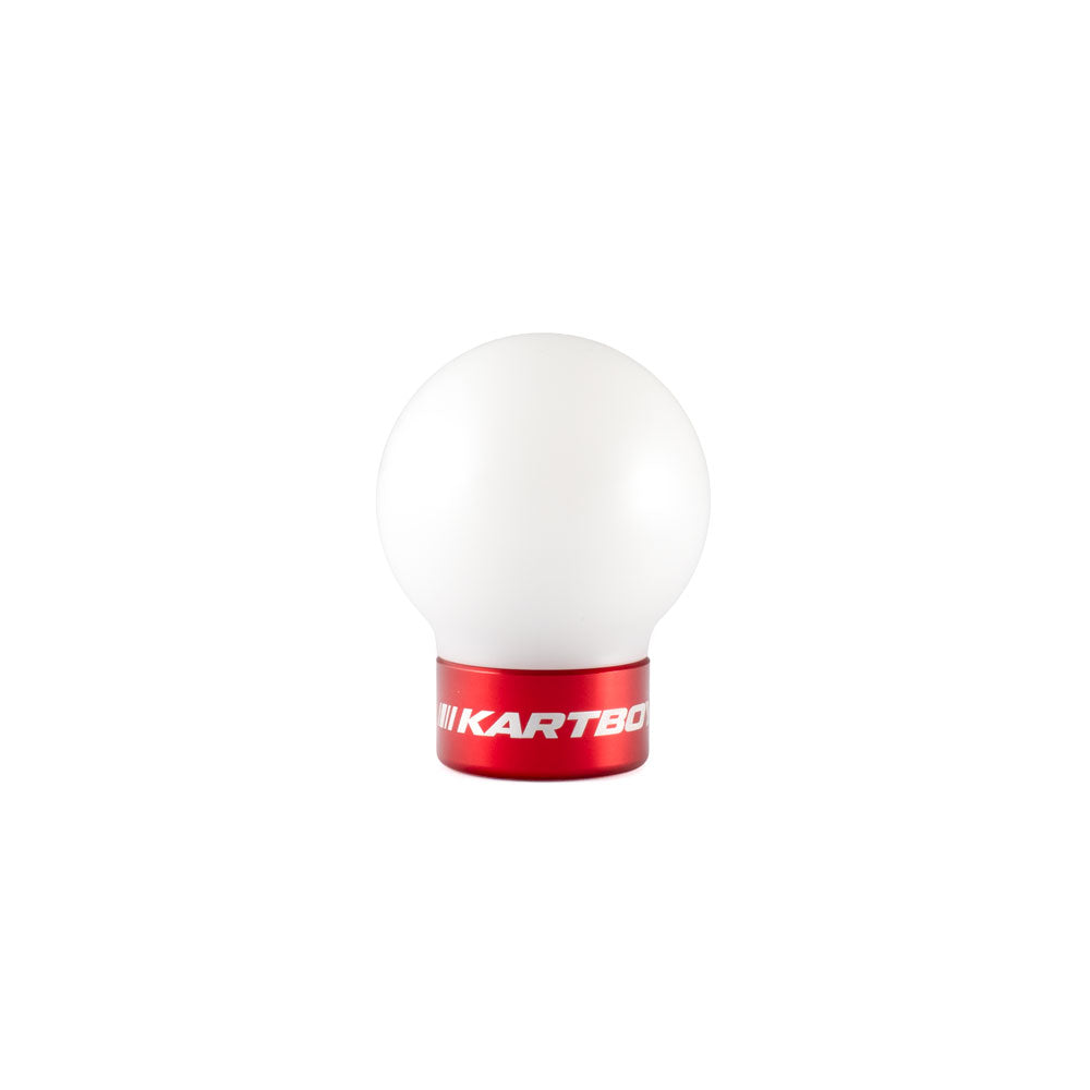 Kartboy StackLock Tarmac Shift Knob Kit - White Delrin Ball - SS Core - Black & Red Trim Rings