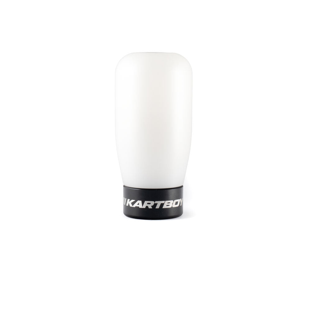 Kartboy StackLock Gravel Shift Knob Kit - White Delrin Cylinder - SS Core - Black & Red Trim Rings