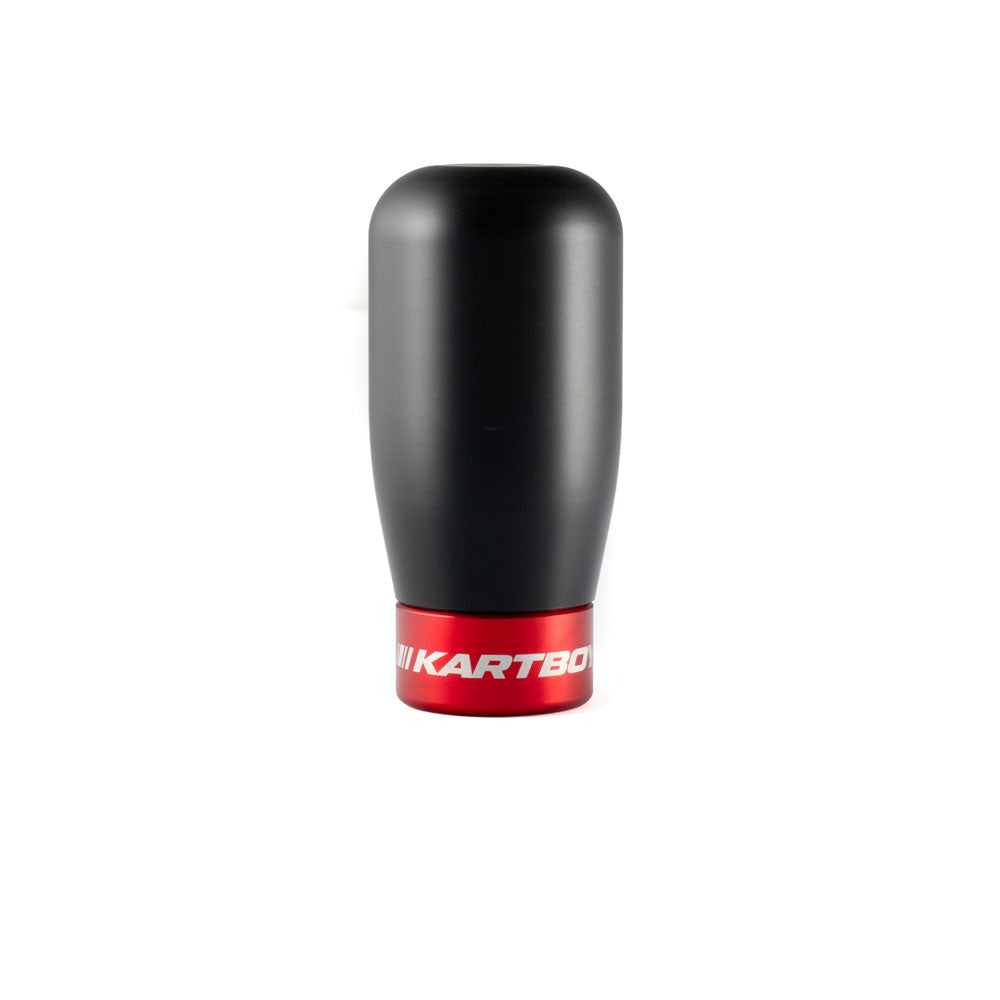 Kartboy StackLock Gravel Shift Knob Kit - Black Delrin Cylinder - SS Core - Black & Red Trim Rings