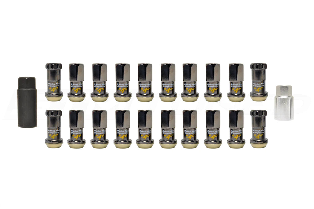 Project Kics 12x1.25 R40 Lug Nuts - Black - 20 - w/ locks