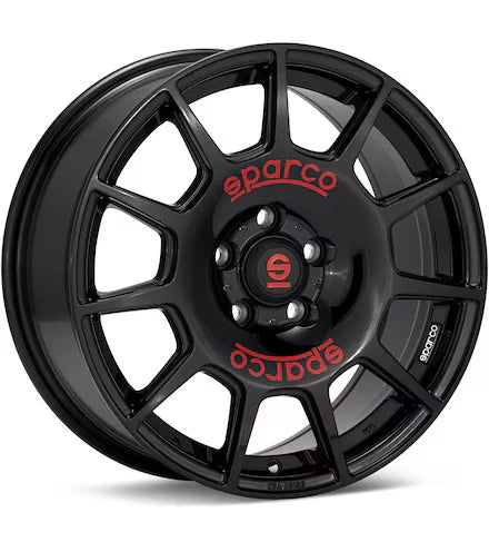 OZ SPARCO TERRA 17 X 7.5 +45 5 X 114.3 CB73.1 GLOSS BLACK W/ RED LETTERING