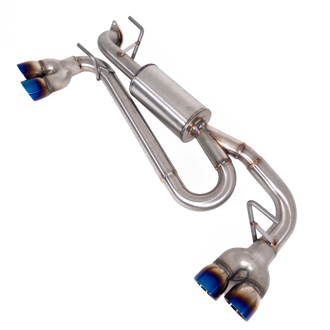 NAMELESS PERFORMANCE Axleback Exhaust - 5" Executive Mufflers - Quad Exit Neochrome Tips - 2024+ Impreza