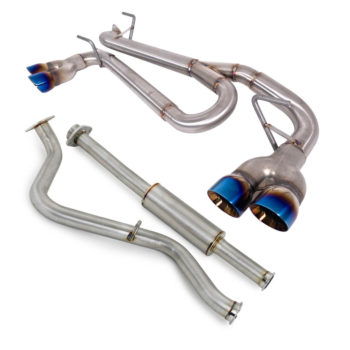 NAMELESS PERFORMANCE Catback Exhaust - Muffler Delete - Quad Exit Neochrome Tips - 2024-2025 Impreza