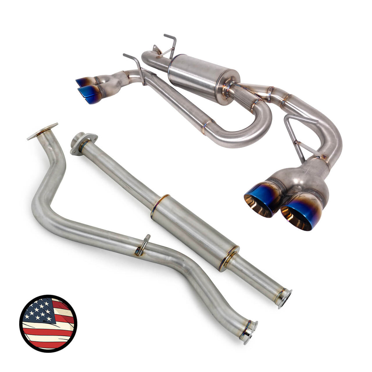 NAMELESS PERFORMANCE Catback Exhaust - 5" Executive Mufflers - Quad Exit Neochrome Tips - 2024+ Impreza