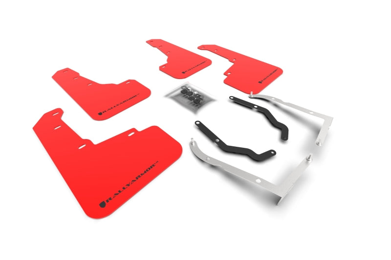 RALLY ARMOR ''UR'' MUD FLAPS - RED WITH BLACK LETTERING - 18-23 CROSSTREK