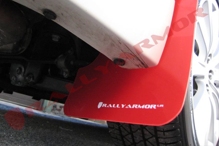 RALLY ARMOR UR MUDFLAPS - RED/WHITE LOGO - 08-11 IMPREZA, 08-10 WRX
