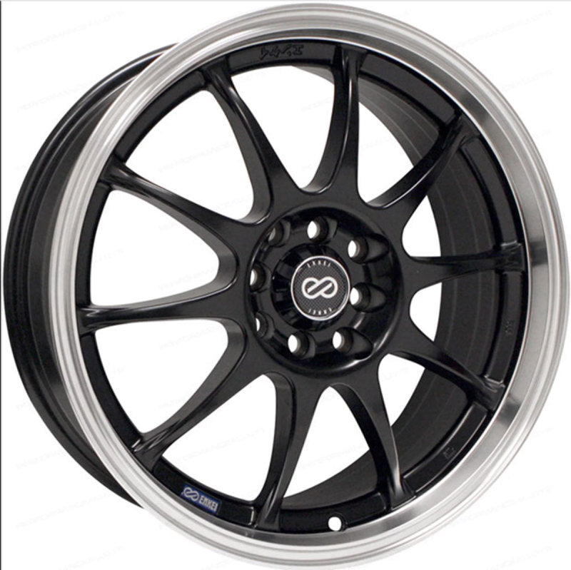Enkei J10 16x7.0 +38 5x100 / 5x114.3 Matte Black with Machined Lip Wheel