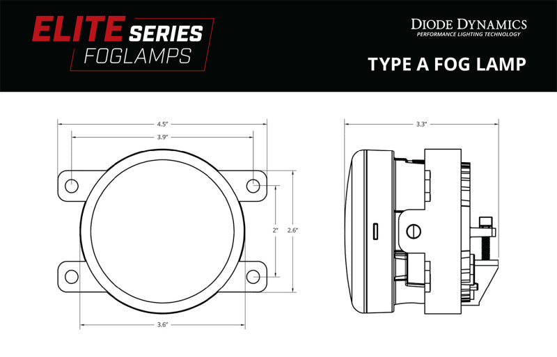 Diode Dynamics Elite Series Type A Fog Lamps - Yellow (Pair) - Subaru models