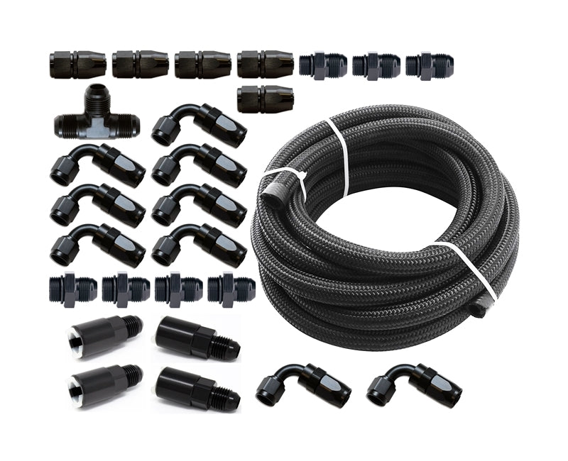 Torque Solution Braided Fuel Line Kit for Aeromotive -6 FPR & COBB Flex Fuel - 2002-2014 WRX, 2007-2021 STI