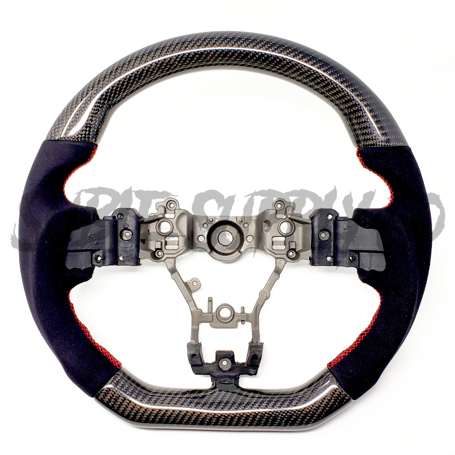 SSC BLACK ALCANTARA/CARBON FIBER STEERING WHEEL WITH RED STITCHING - 2015-2021 WRX/STI