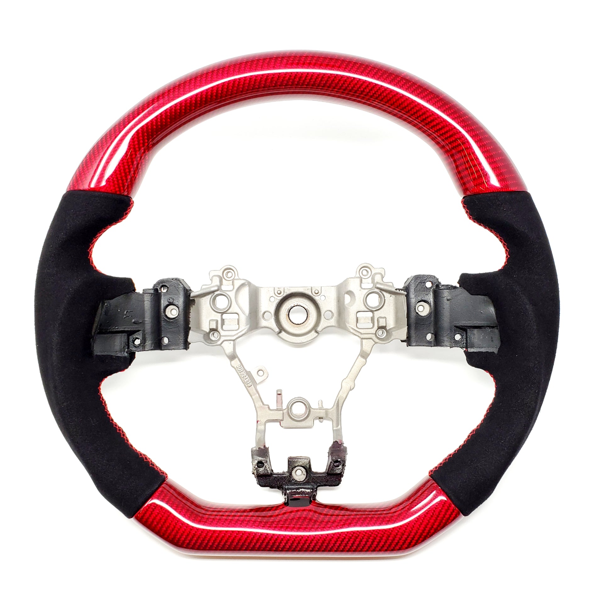 SSC BLACK ALCANTARA/RED CARBON FIBER STEERING WHEEL WITH RED STITCHING - 2015-2021 WRX/STI