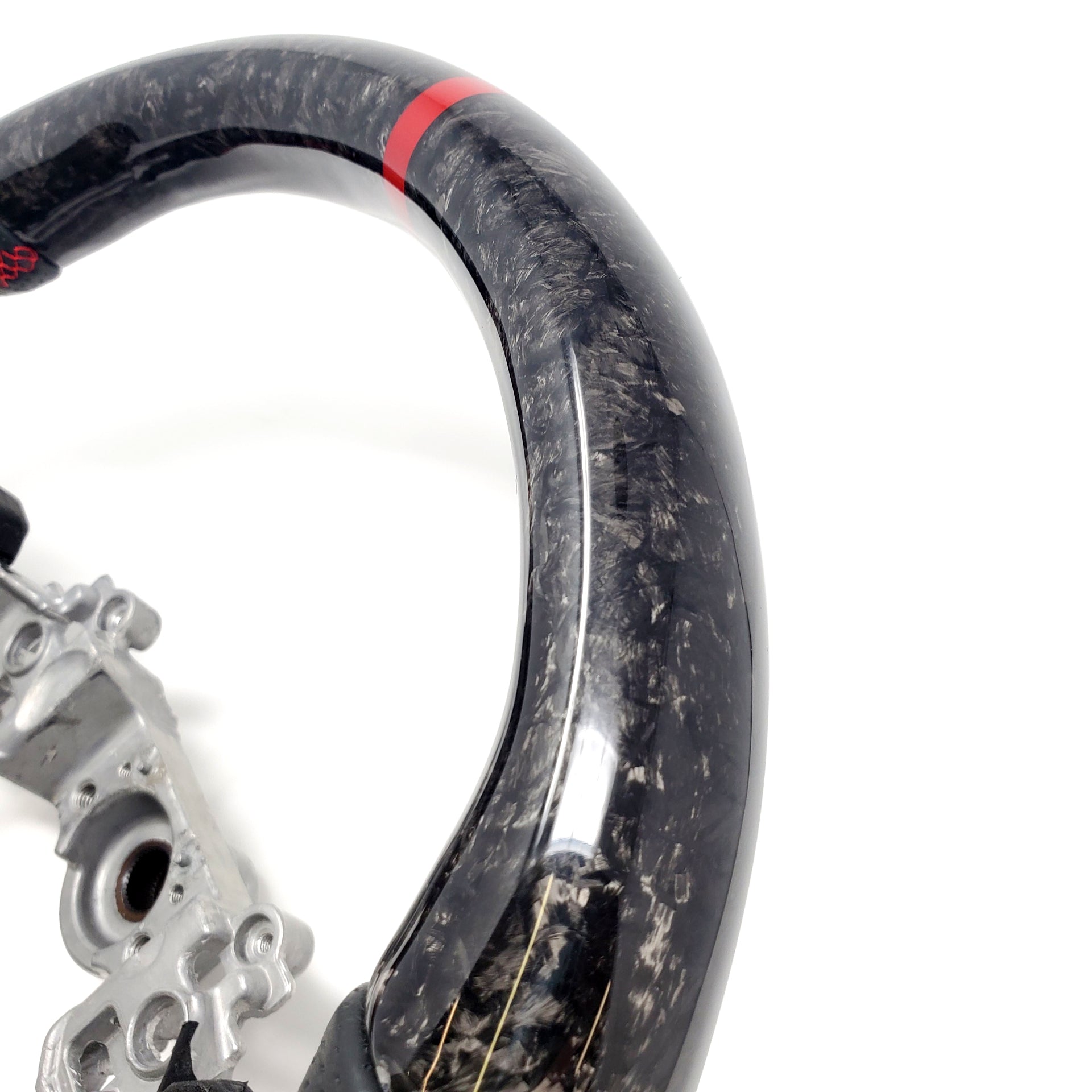 SSC BLACK LEATHER/FORGED CARBON FIBER STEERING WHEEL WITH RED STITCHING - 2015-2021 WRX/STI